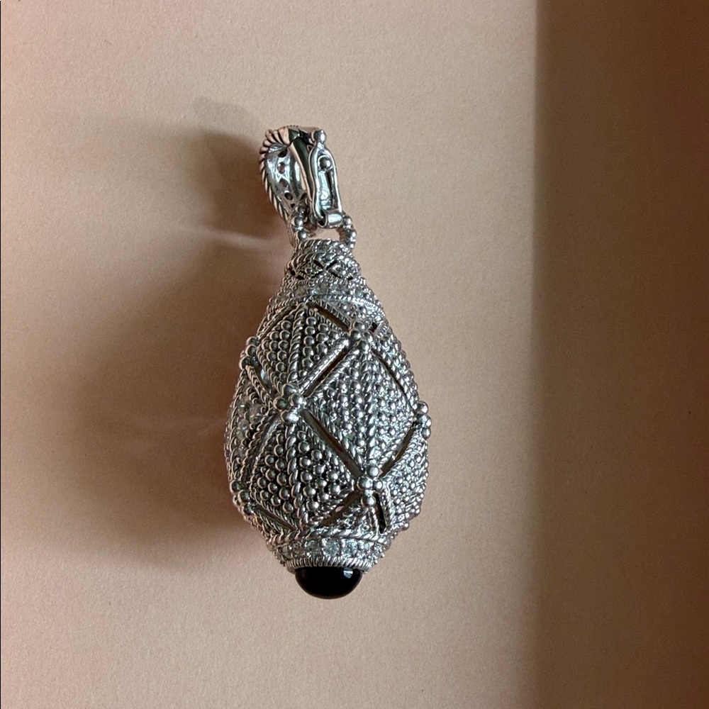 Judith Ripka Silver Pendant Necklace with Black Accent